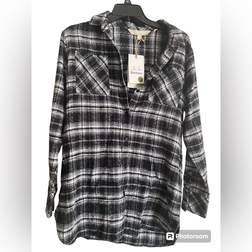 Barbour Thora Long sleeve button down shirt sz 4 NWT